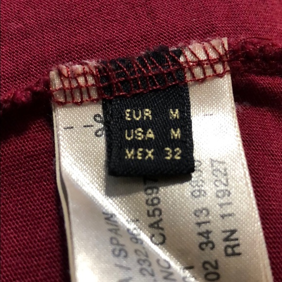 Massimo Dutti burgundy v neck cotton top size M - Picture 4 of 4